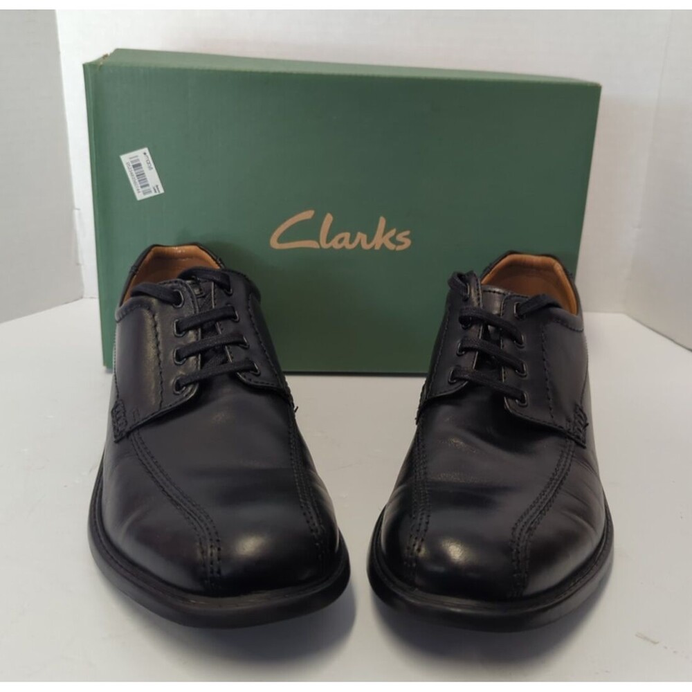 CLARKS Colson Over Black Leather Oxfords Men's 10.5 Casual Shoes Great Condition